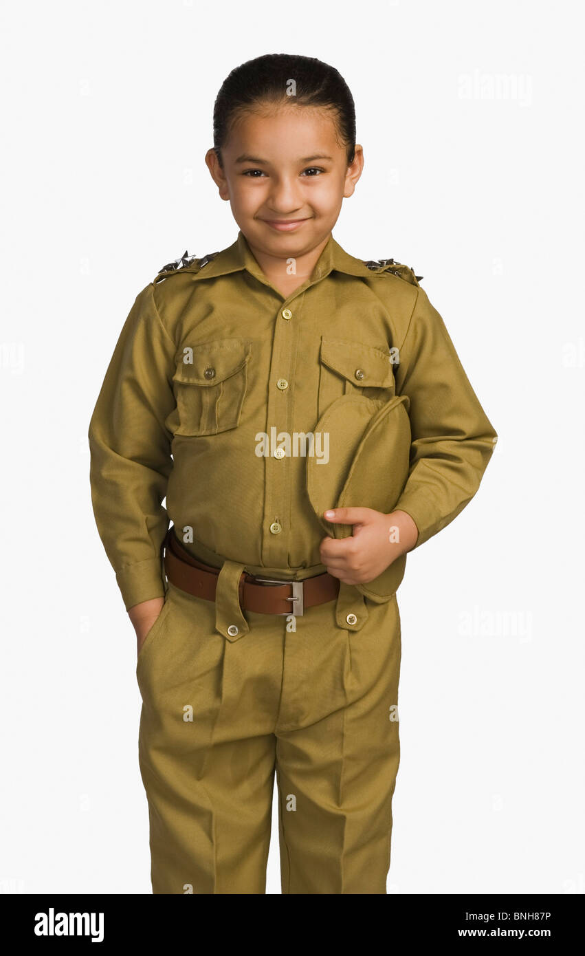 Girl dressed as a police officer Stock Photo - Alamy