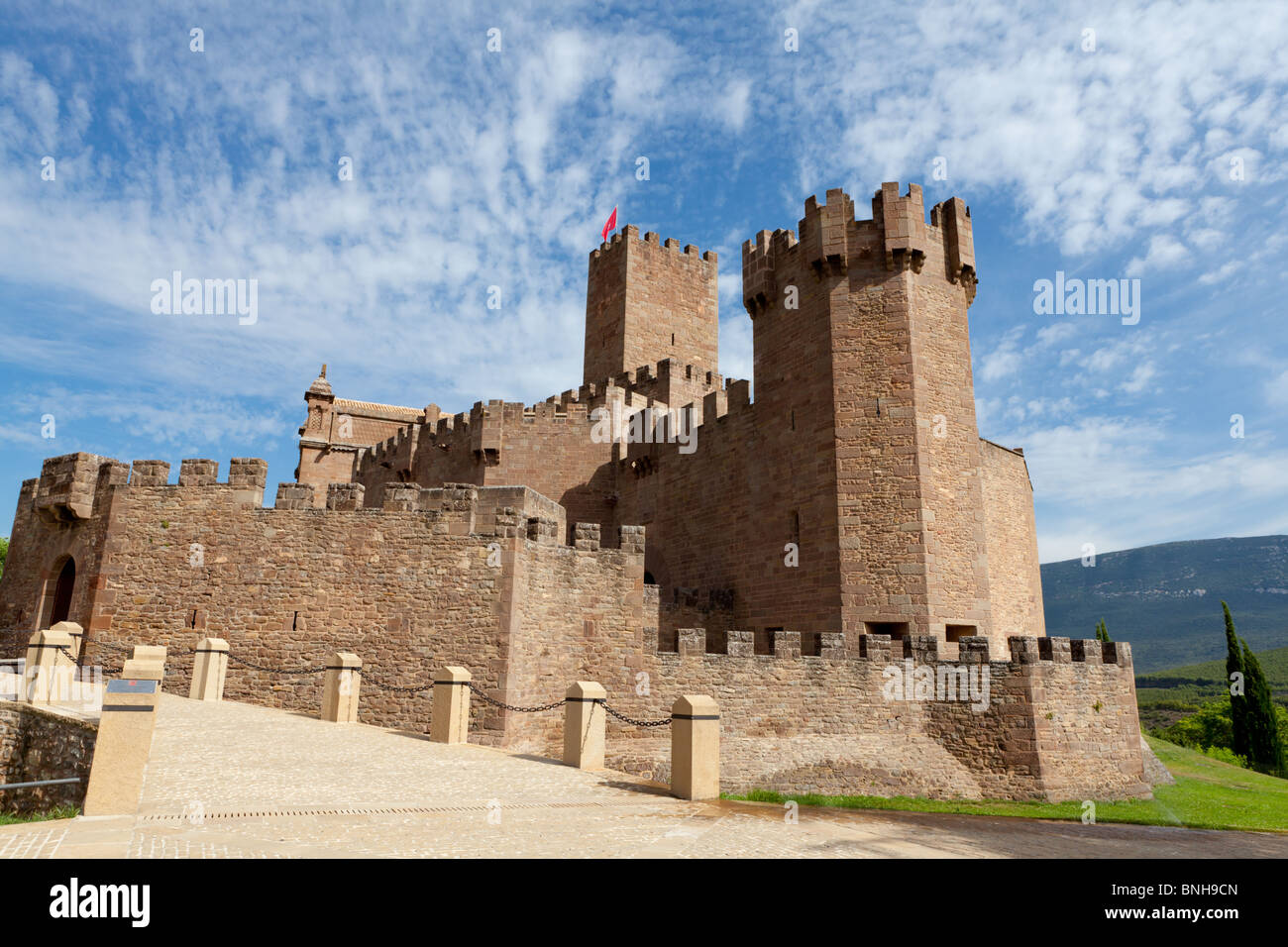 Castle Javier in the province of Navarre - Basque region of Spain. Famous for being the birthplace of St Francis Xavier. Stock Photo