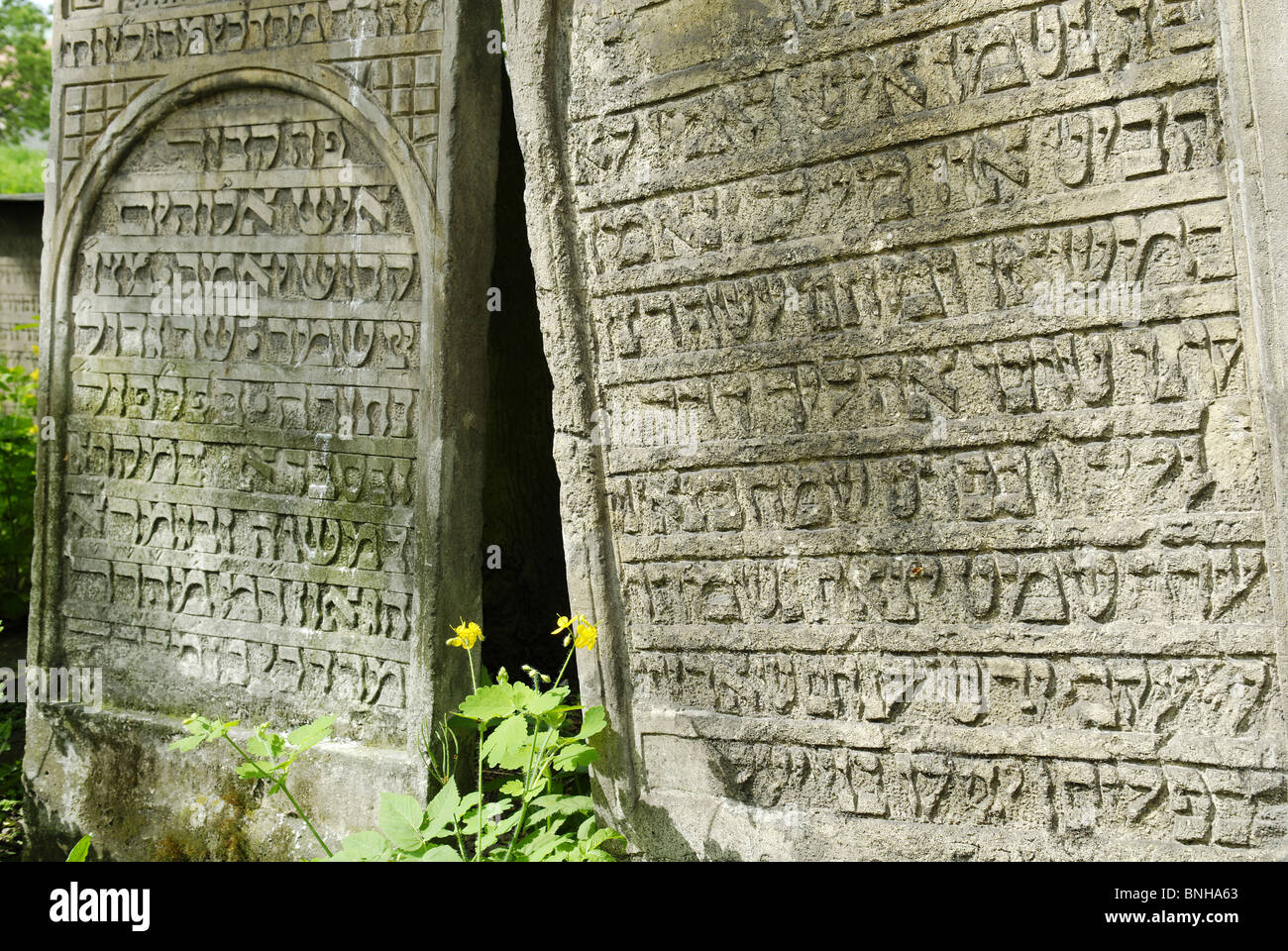 Gravestone Hebrew inscription Jewish cemetery Remuh Kazimierz UNESCO