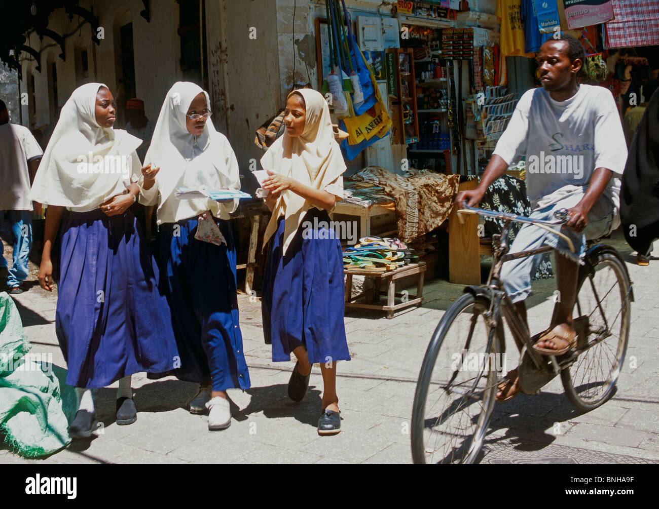 Local Muslim Woman Stonetown Zanzibar East Africa Stock Photo