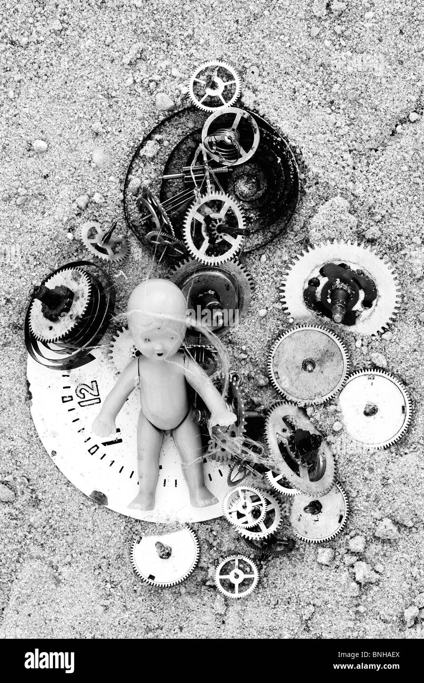 Surreal image - child in time Stock Photo