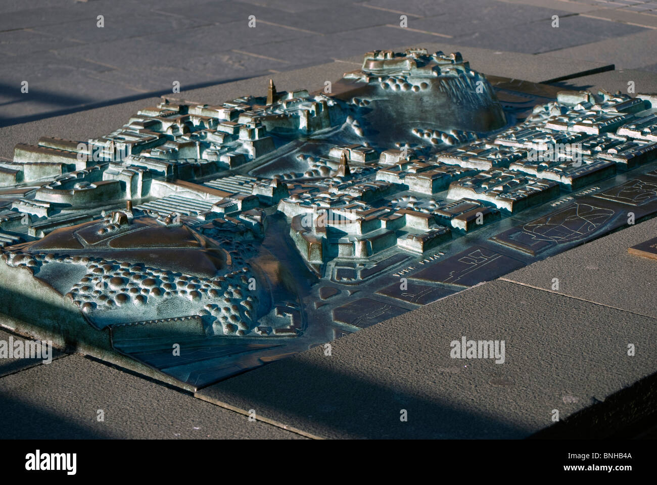 Relief model of the centre of Edinburgh, Scotland for the benefit of blind people. Stock Photo