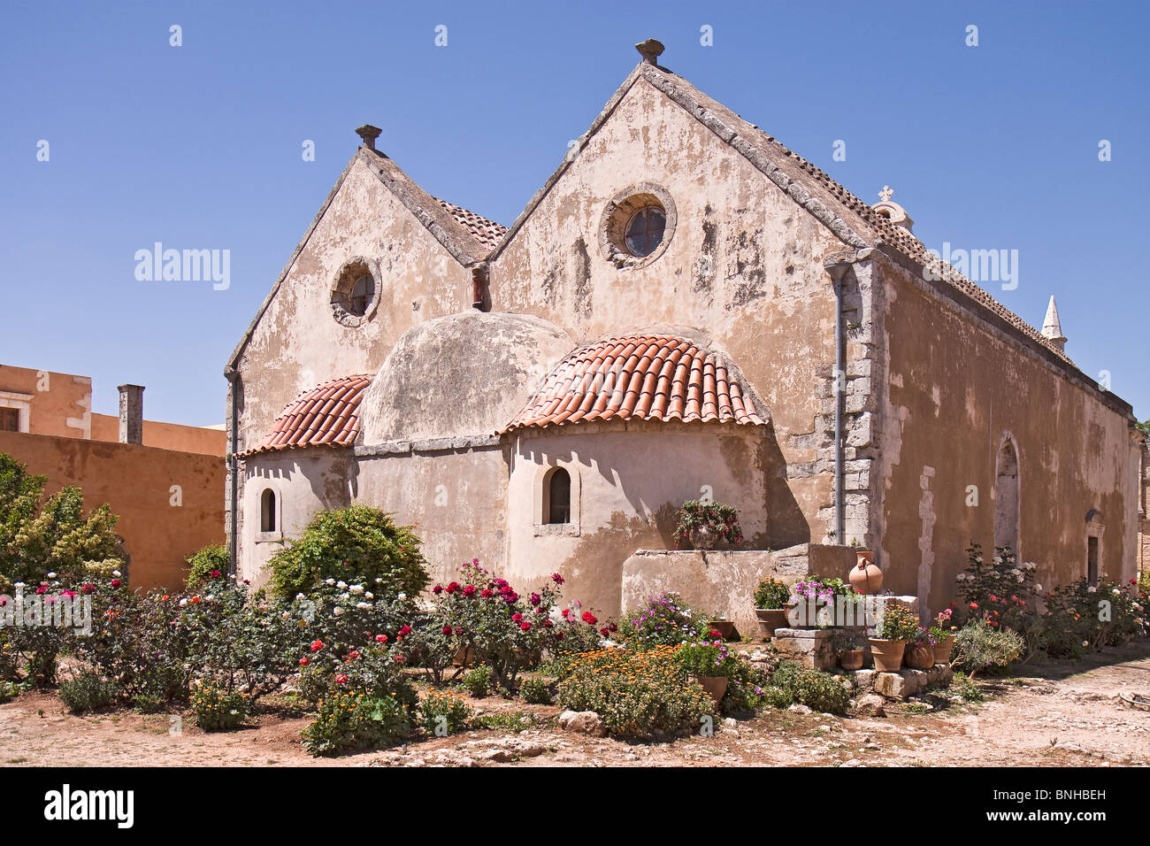 Crete Arkadi monastery Building Rear Stock Photo