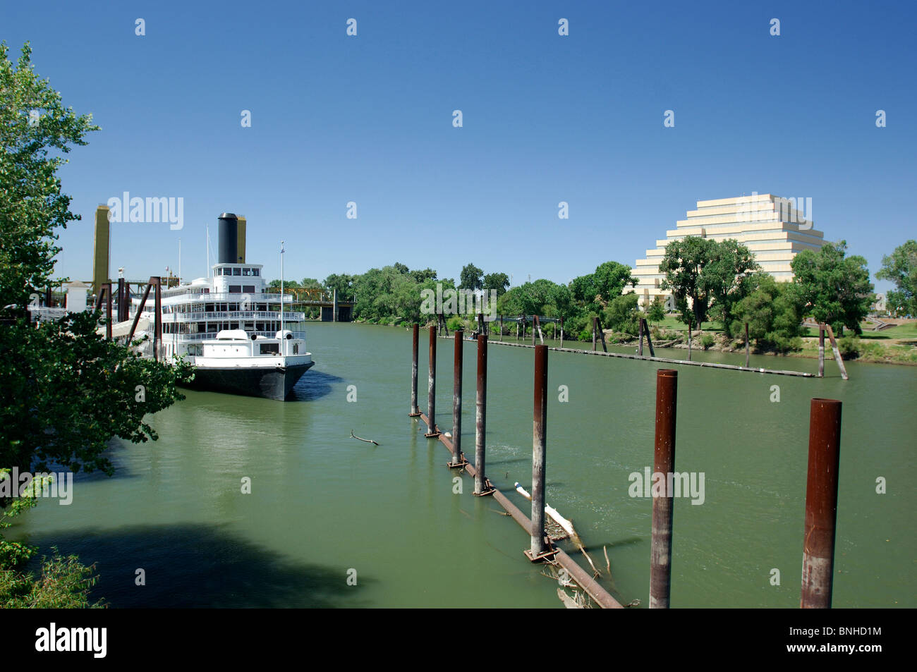 Usa Sacramento California Delta King Riverboat Sacramento River Old Sacramento Steamer Ship Steamship Hotel Restaurant United Stock Photo