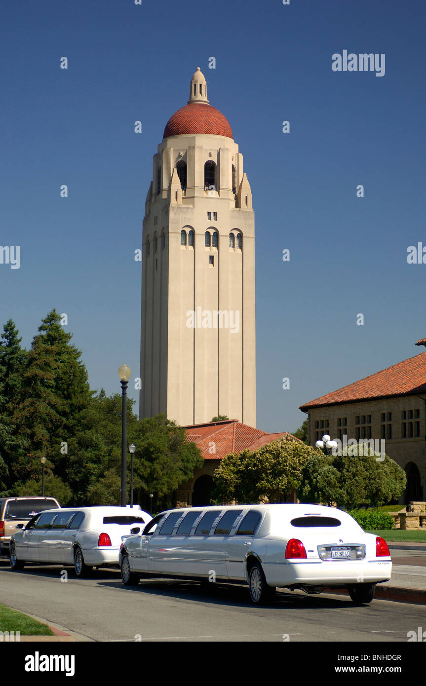 Usa Palo Alto California Hoover Tower Stanford University San Francisco Area Stretch Limousine United States of America Stock Photo