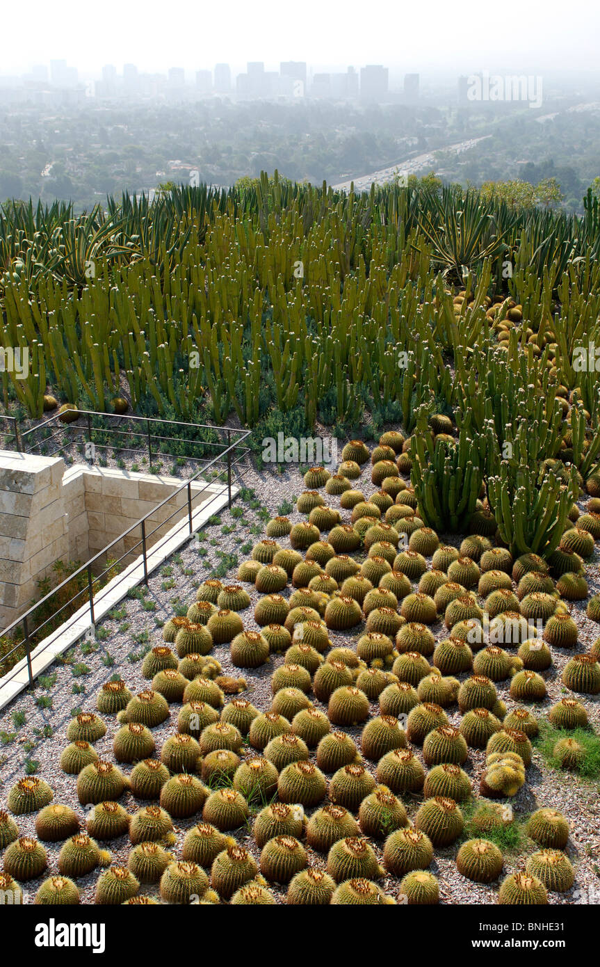 Usa Los Angeles California Getty Center City Cactus Cacti Garden Terrace Overlook United States of America Stock Photo