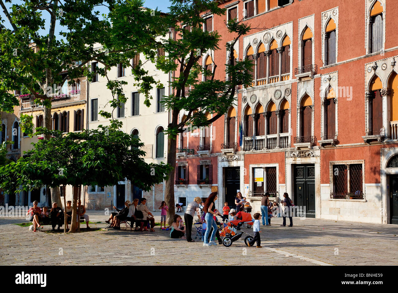 Europe, Italy, Venezia, Venice, Listed as World Heritage by UNESCO, Campo San Polo Stock Photo