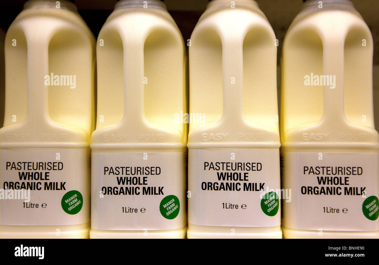 Organic milk in London supermarket Stock Photo Alamy