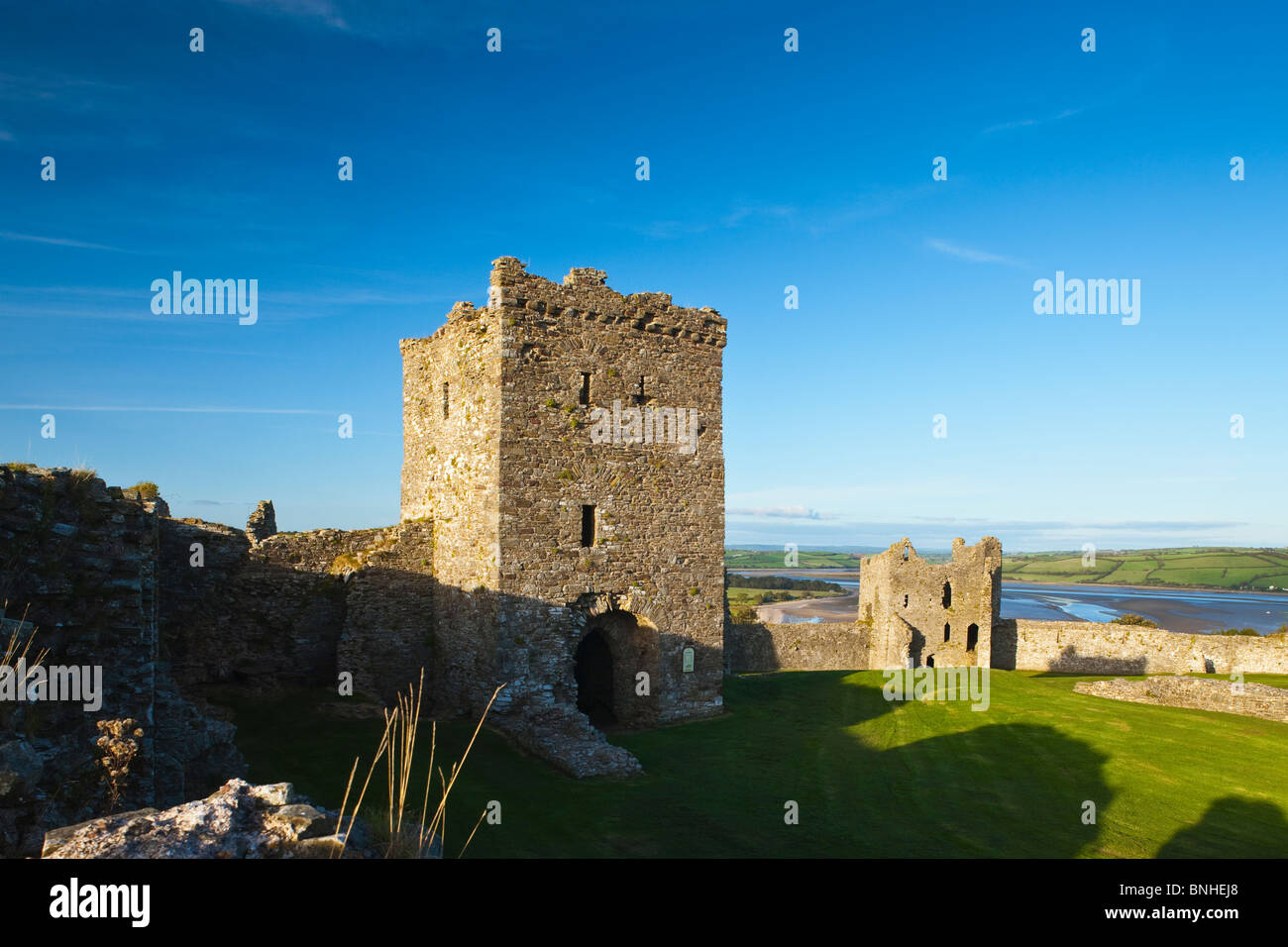 Llansteffan Castle and Tywi Estuary Carmarthenshire West Wales Stock Photo