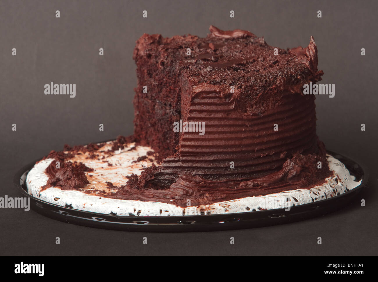 Half eaten chocolate clearance cake