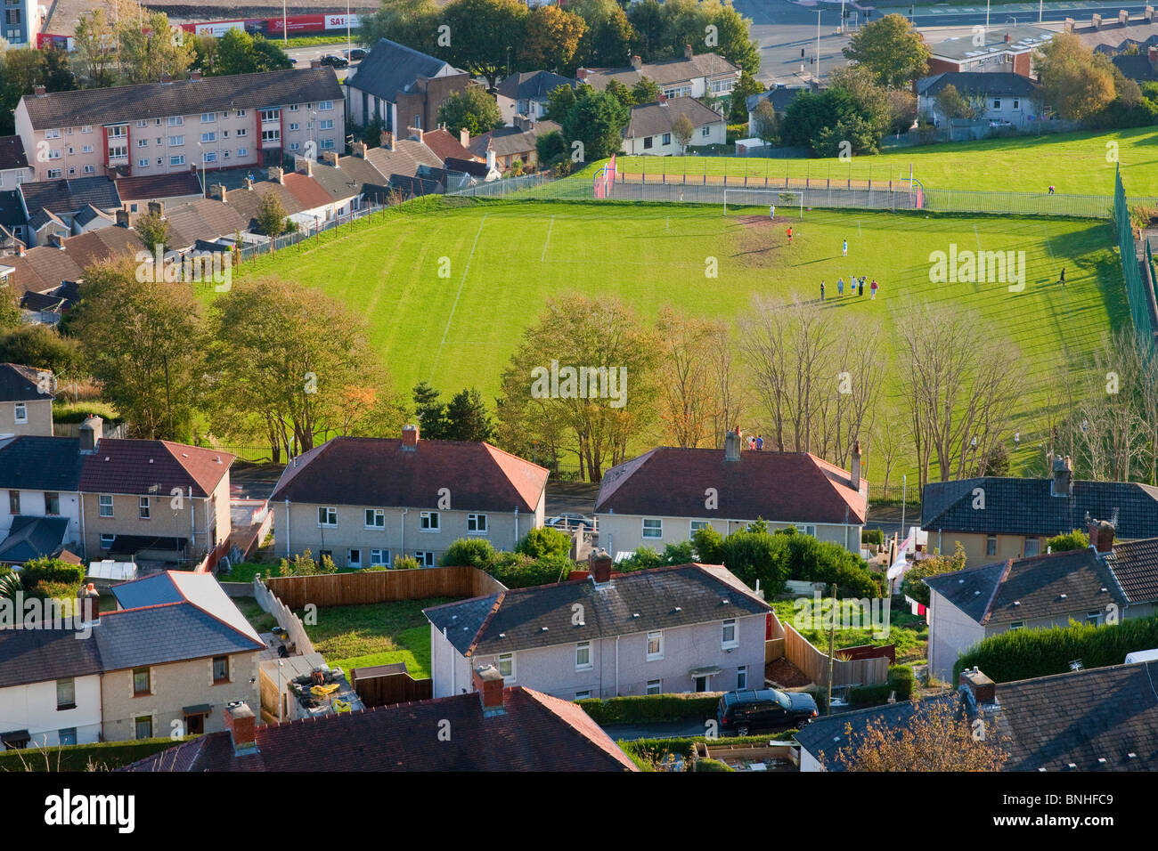 Housing showing green space in urban area Stock Photo
