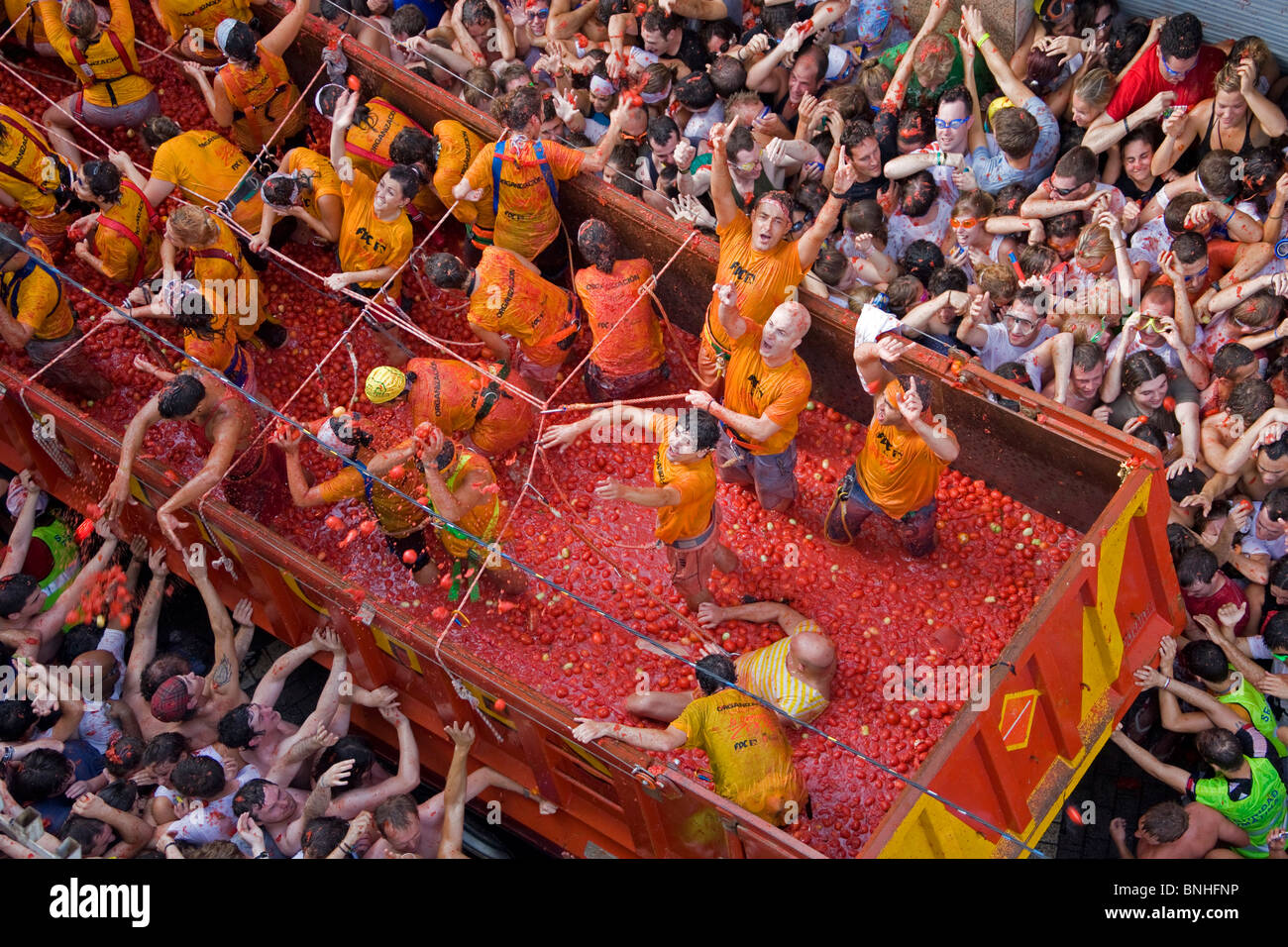 Spain August 2008 Valencia Region Bunol city Tomatina Festival Tomato
