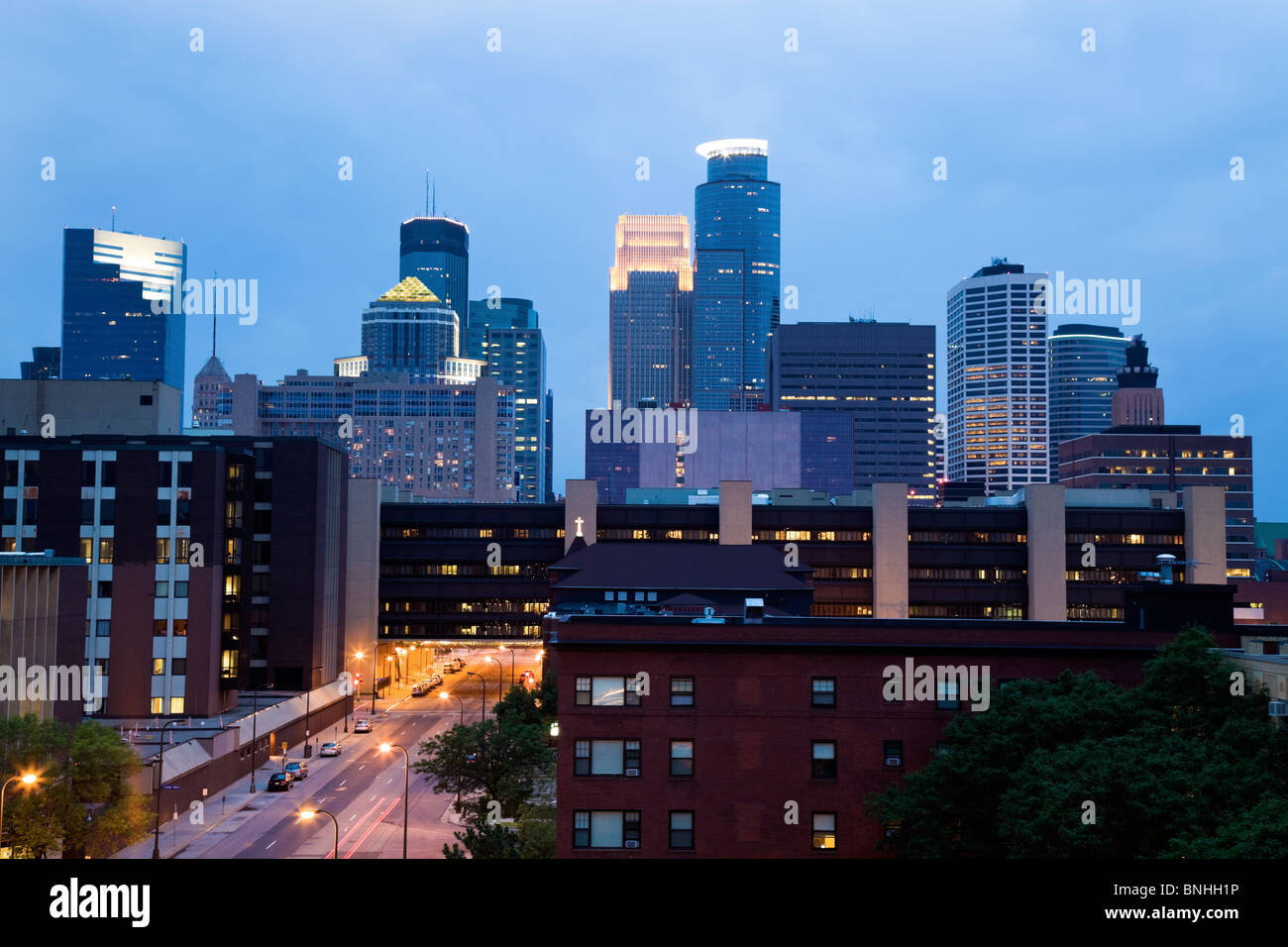 Blue evening in Minneapolis, Minnesota. Stock Photo