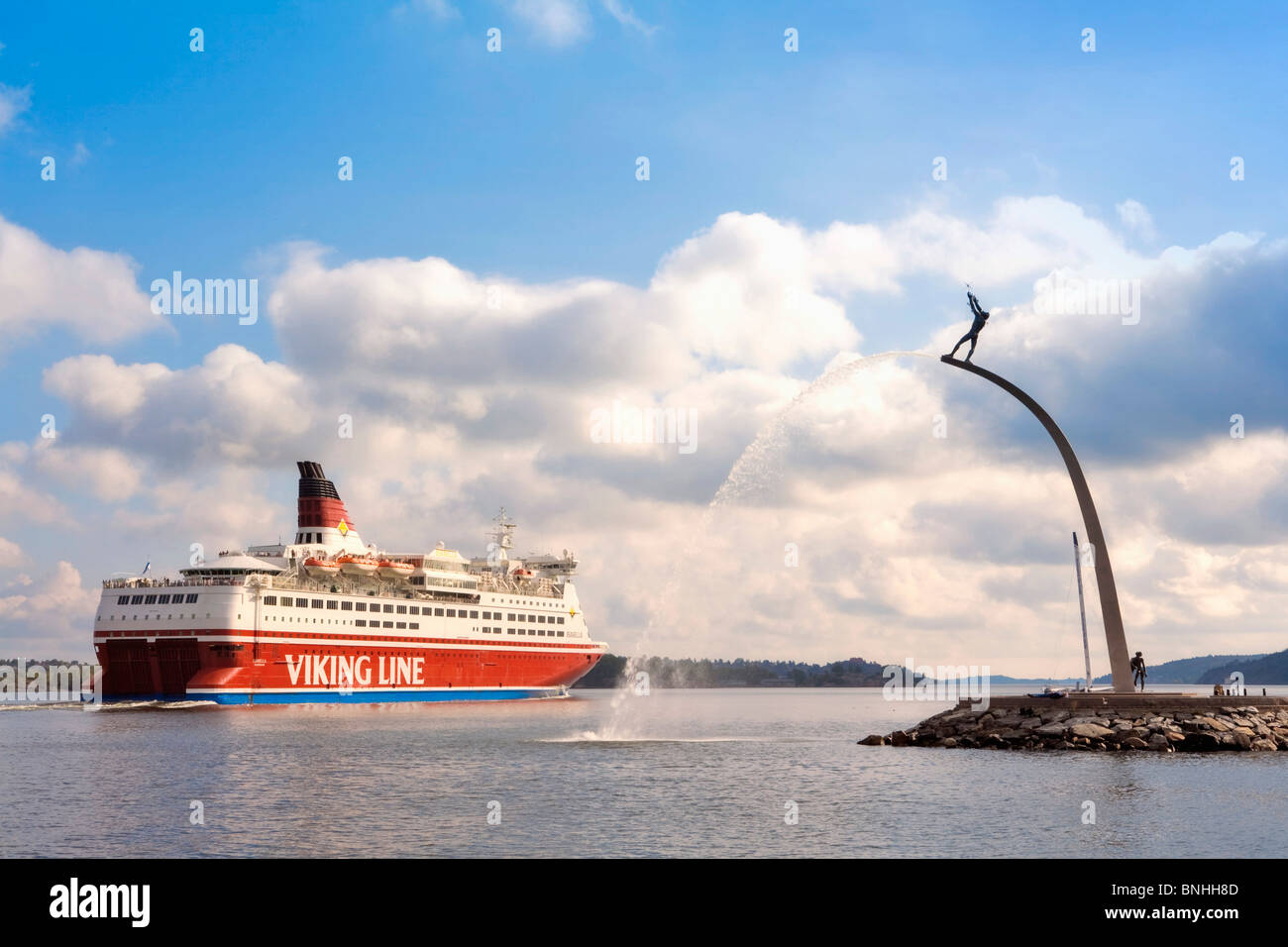 Sweden Stockholm Viking Line Ferry to Finland Morning Archipelago Art Artwork Boat Boats Capital Carl Milles City Cruise Stock Photo