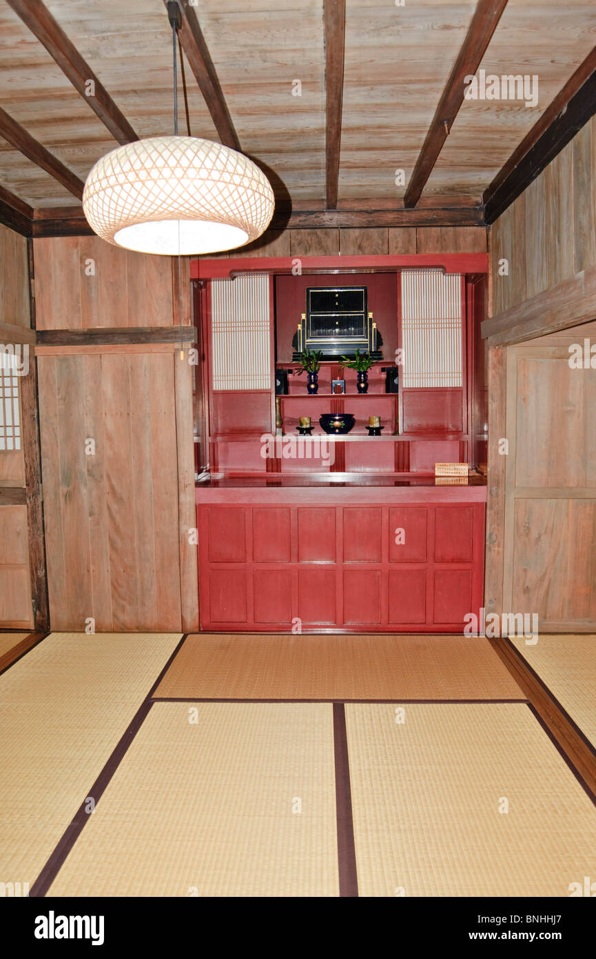 Japan Nakamura House Nakagusuku town Nakagami District Okinawa Prefecture Asia Butsudan Family Altar House Indoor Inside Stock Photo