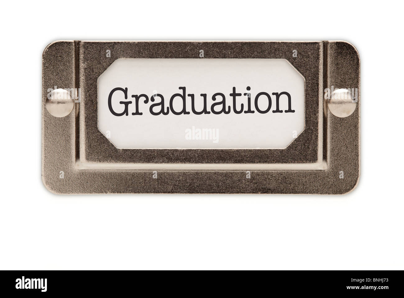 Graduation File Drawer Label Isolated on a White Background Stock Photo ...