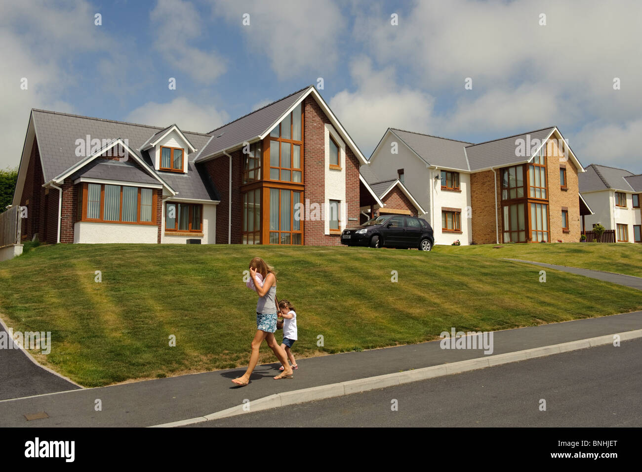 Detached executive homes on a private housing estate, Aberystwyth Wales UK Stock Photo