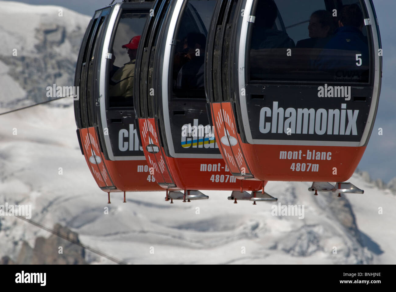 3 Chamonix Cable car gondolas Aiguille du Midi to Helbronner French