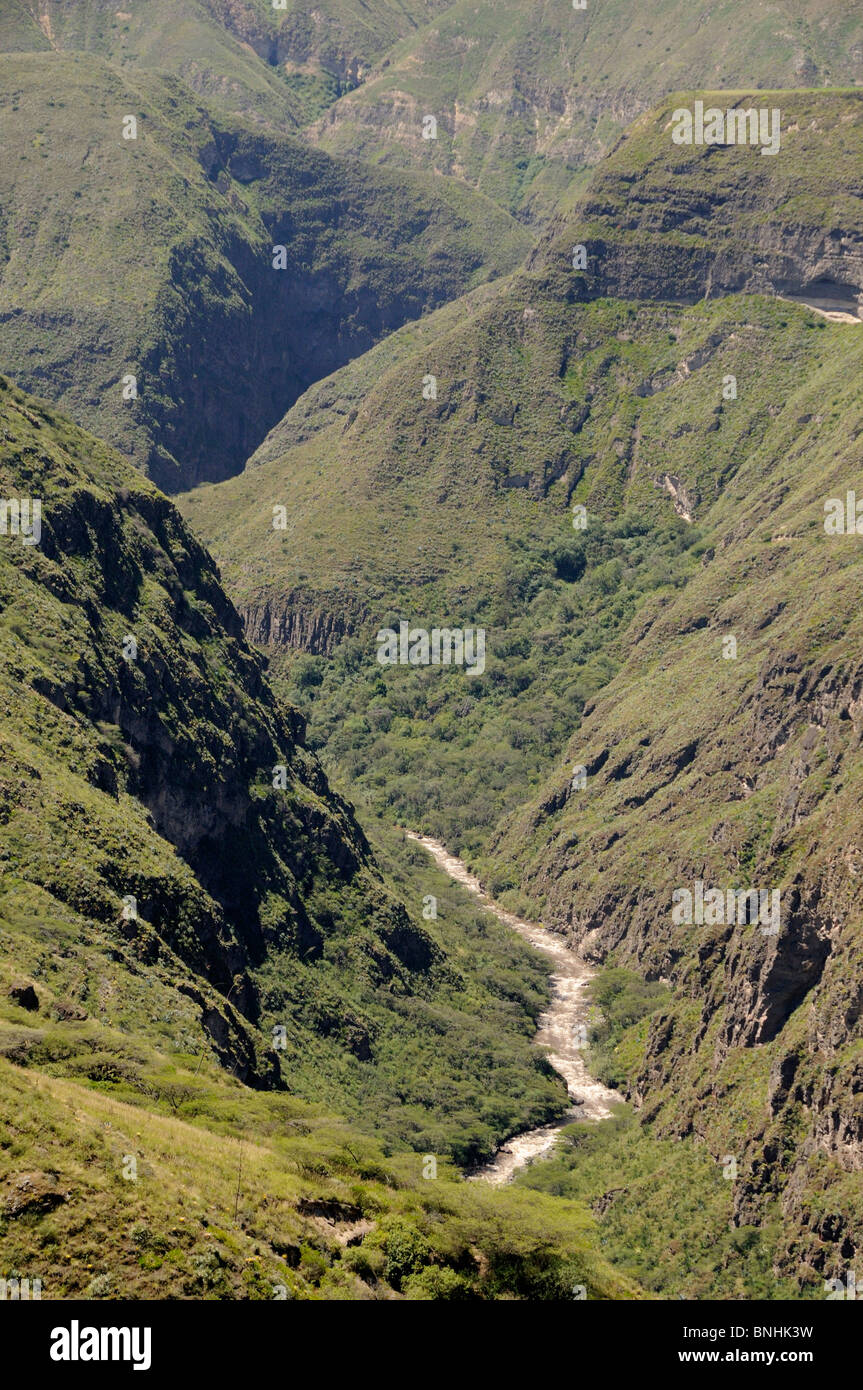 Ecuador around Quito Andes Mountains valley canyon river landscape scenery Stock Photo