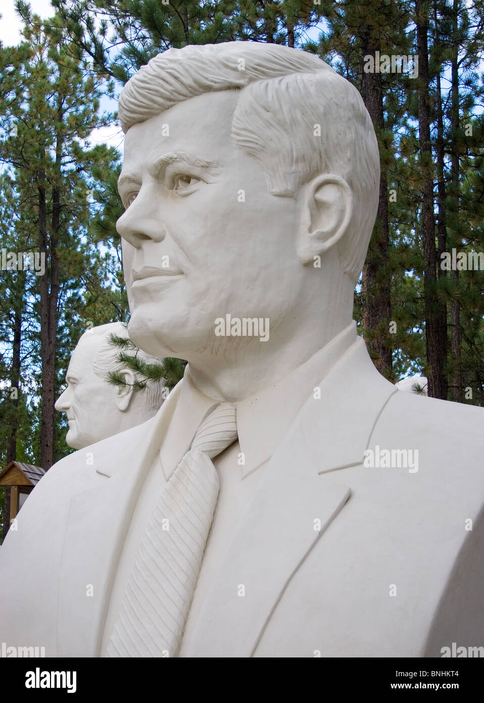 John F. Kennedy bust by sculptor David Adickes at Presidents Park in Lead South Dakota Stock Photo