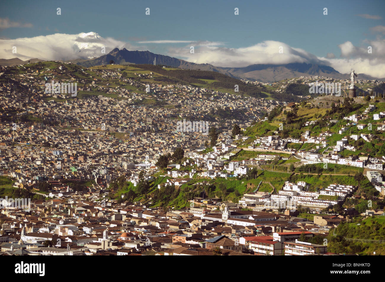 Ecuador Quito city Andes Mountains overlook houses landscape Cotopaxi