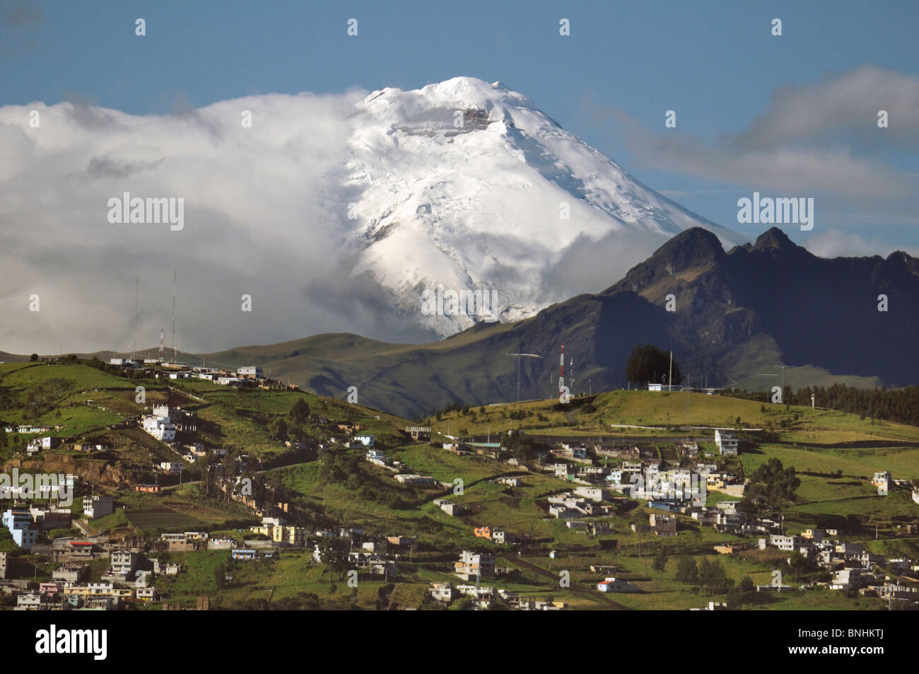 Ecuador Quito city Andes Mountains overlook houses landscape Cotopaxi volcano Stock Photo Alamy