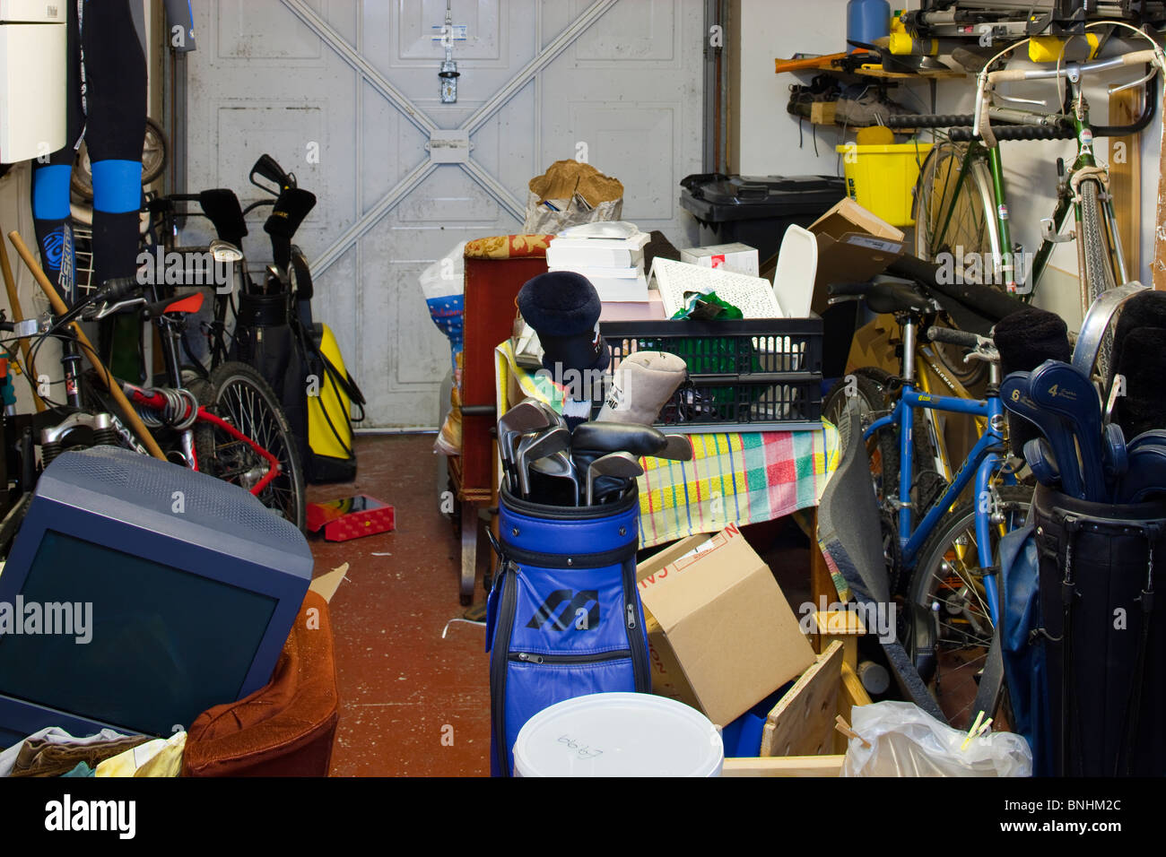 Interior of domestic garage Stock Photo