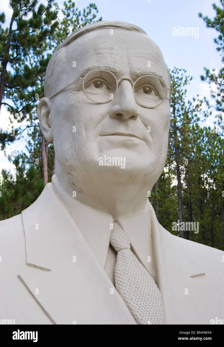 Harry S. Truman bust by sculptor David Adickes at Presidents Park in Lead South Dakota Stock Photo