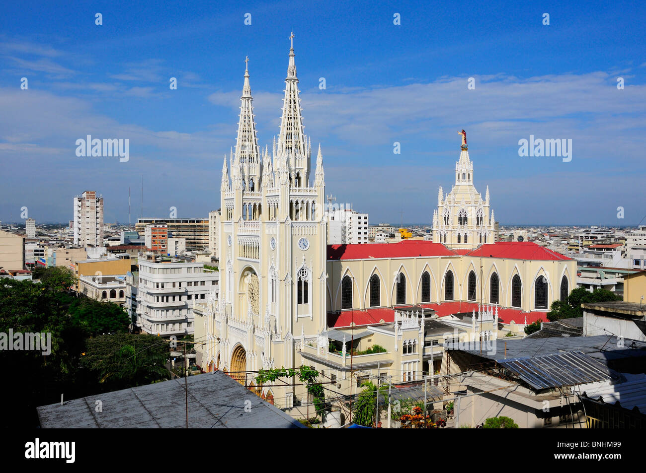 Ecuador Cathedral Guayaquil city church architecture Neogothic Stock