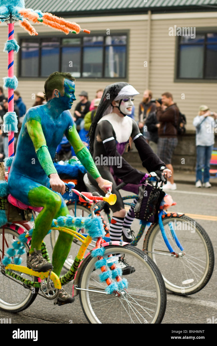 The naked bicycle riders at the Fremont Solstice Parade in Seattle