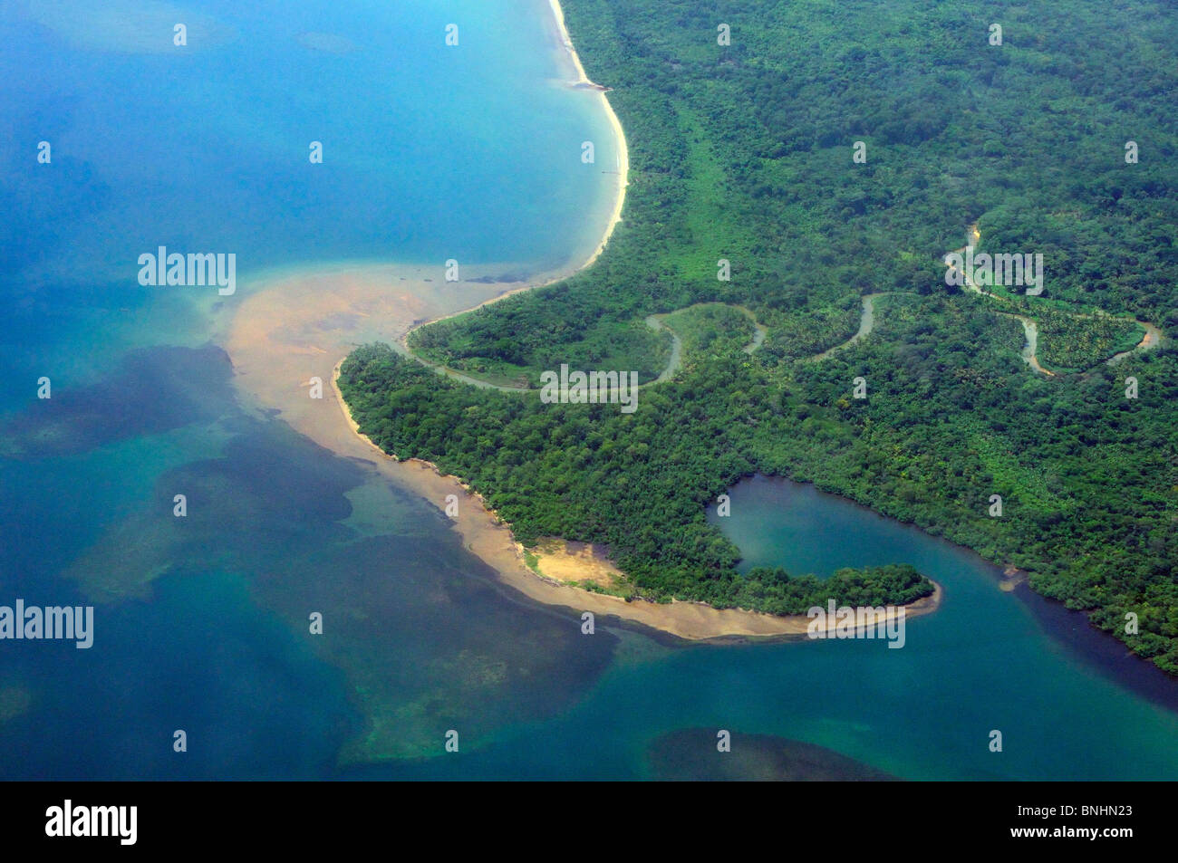 Panama Aerial view Coastline San Blas Archipelago Kuna Yala Central