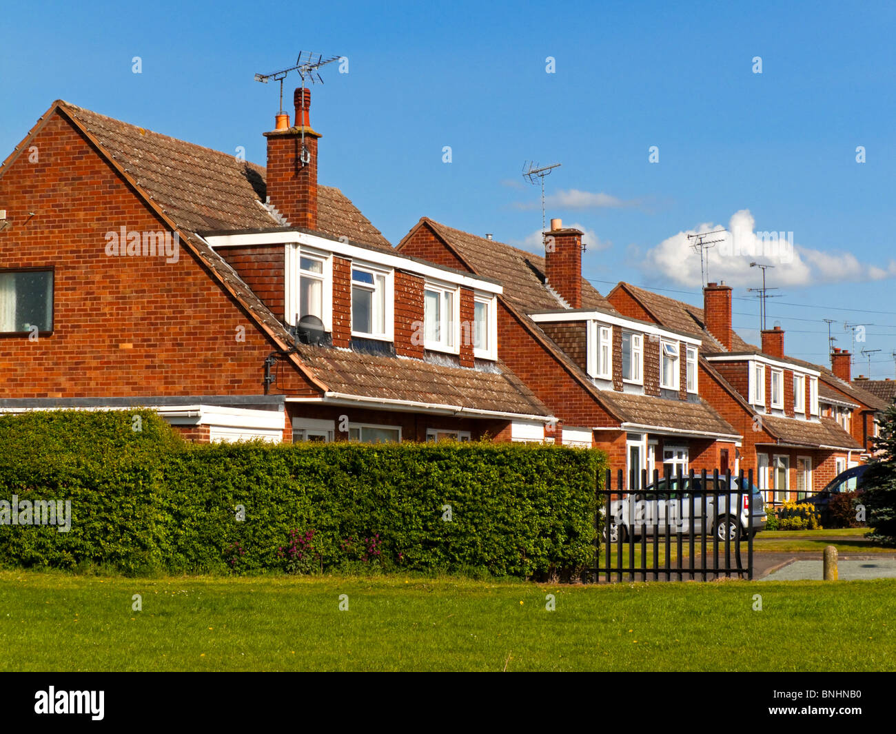 Suburban Housing In The Uk With 1970s Style Houses With Pitched