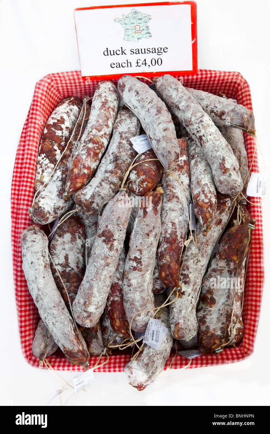 Duck Sausage, each Four pounds, UK Stock Photo - Alamy