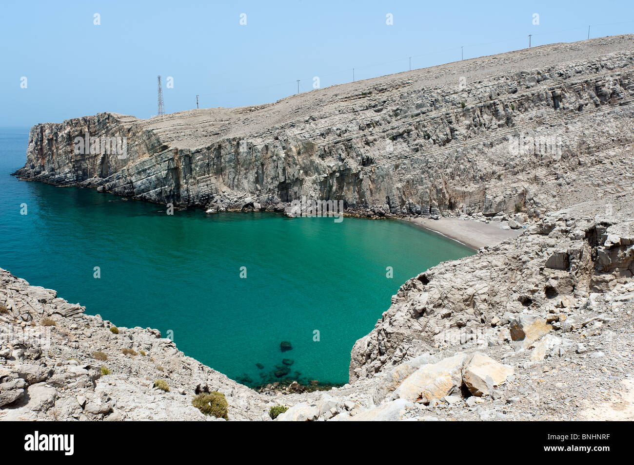 Rocky cove on the Musandam peninsula, Oman Stock Photo