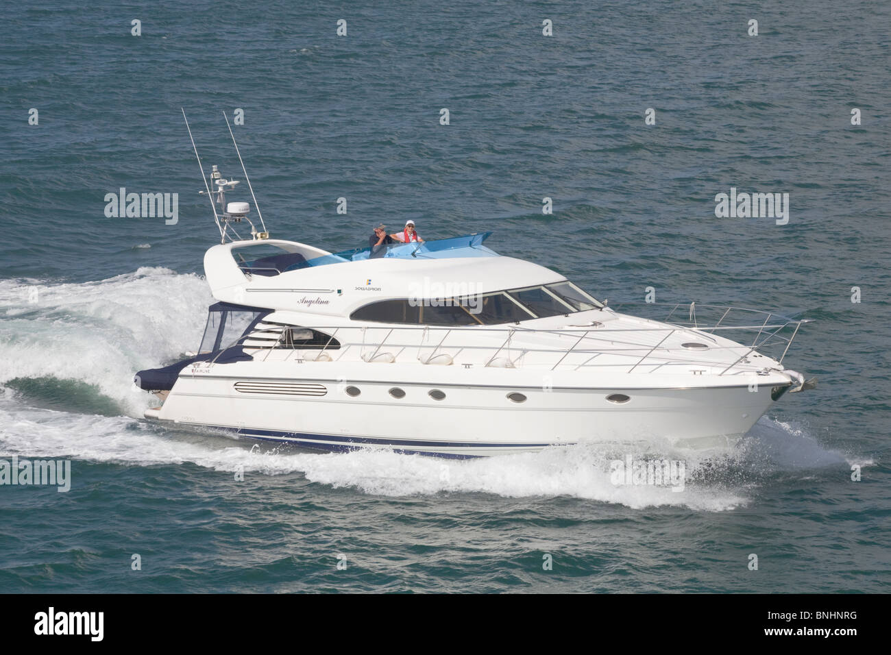 Fairline Squadron luxury motor yacht on the Solent Stock Photo