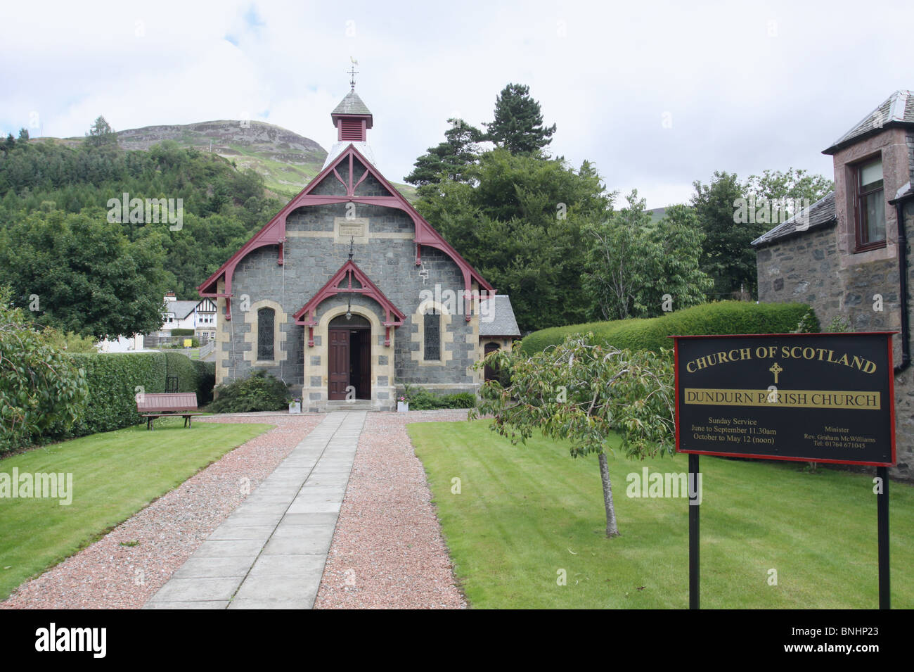 exterior of Dundurn Parish church St Fillans Scotland July 2010 Stock