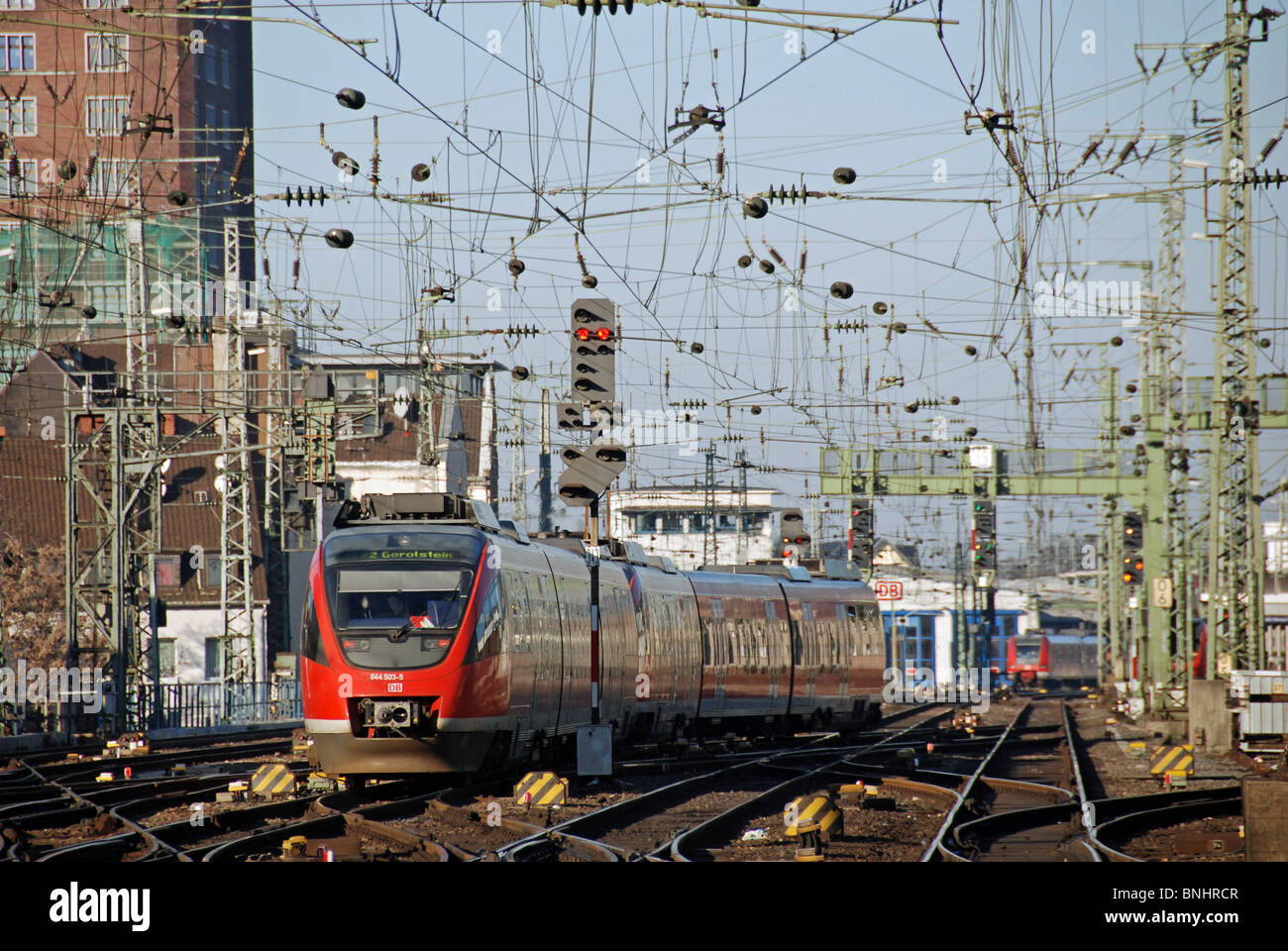 City of Cologne Köln North Rhine-Westphalia Germany Europe Deutsche Bahn DB Railroad Railway Train Tracks Bombardier Talent Stock Photo