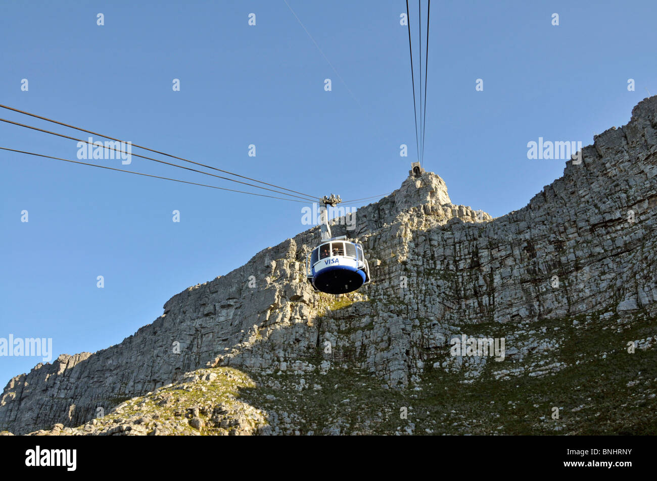 Cape Town South Africa Africa Table mountain Aerial cableway Tramway Gondola Rock Rocks Transport Transportation Stock Photo