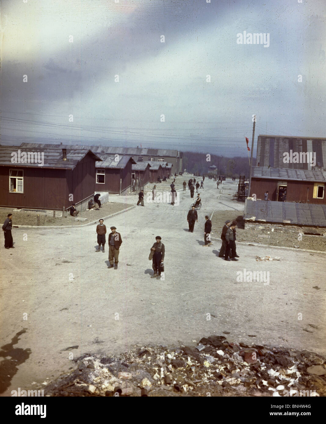 World War II Buchenwald concentration camp Holocaust Germany April 1945 history historical historic prisoners prisoner Nazi Stock Photo