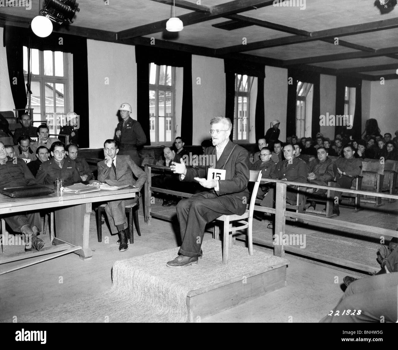 World War II Dachau trials Dr. Klaus Schilling Camp doctor Justice Court Dachau concentration camp Holocaust Germany November Stock Photo