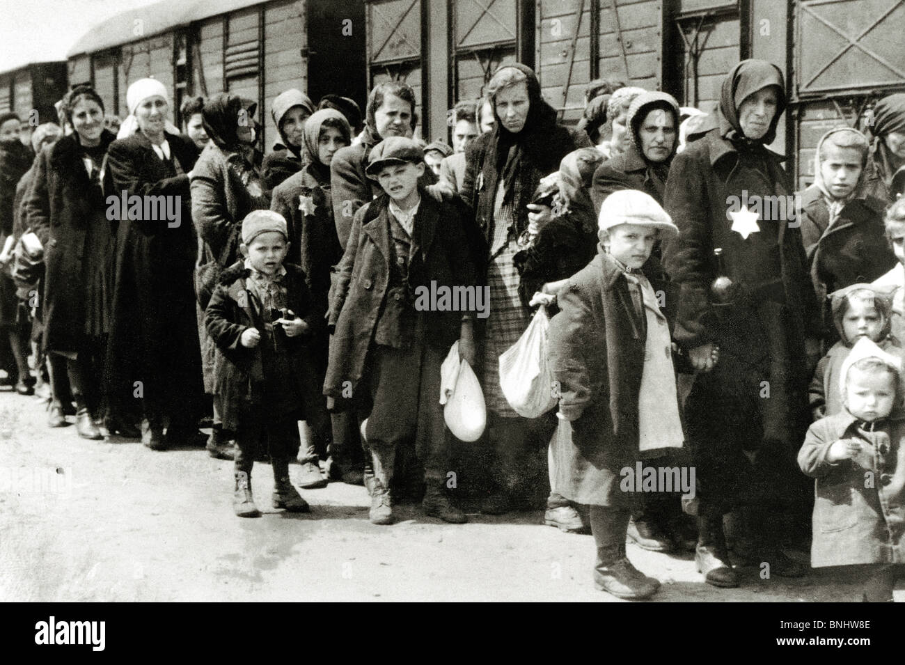 World War II Auschwitz-Birkenau concentration camp Holocaust Germany June 1944 history historical historic prisoners prisoner Stock Photo