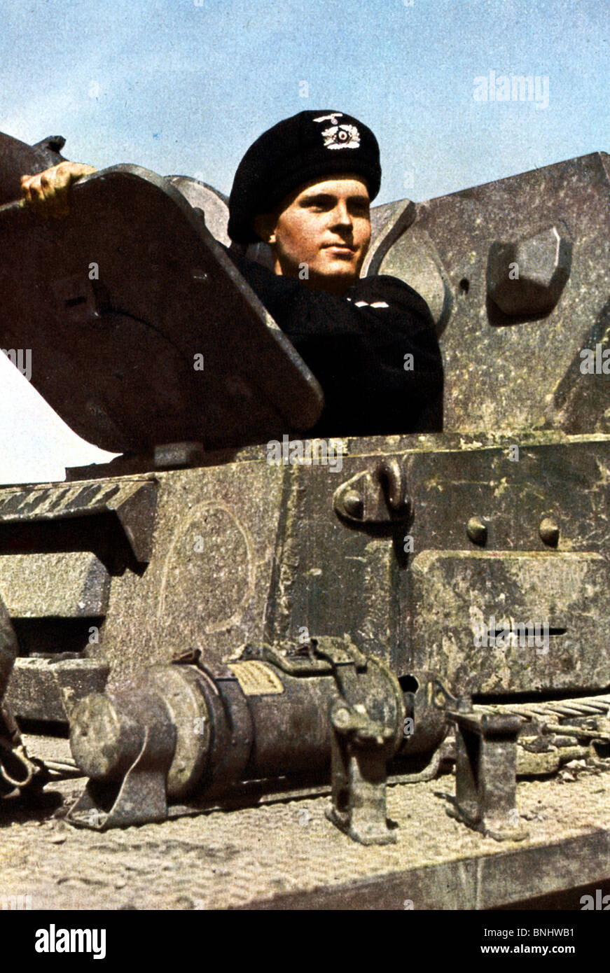 World War II Nazi Germany Tank driver man German Nazis cannon gun soldier artillery weapon between 1939-1940 Second World War Stock Photo