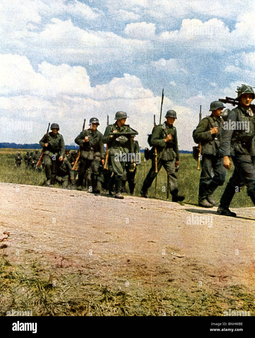 World War II Infantry Nazi Germany German soldiers troop men Wehrmacht Nazis between 1939-1940 Second World War WW2 war Stock Photo