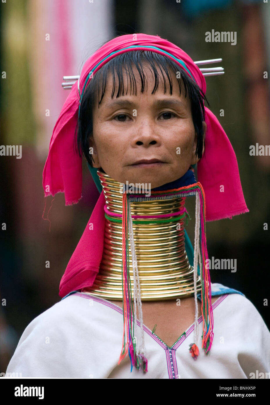 Paduang  (long necked Karen) hill tribe woman Stock Photo