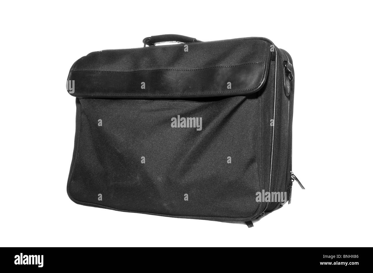 Black stuffed laptop bag isolated on white Stock Photo