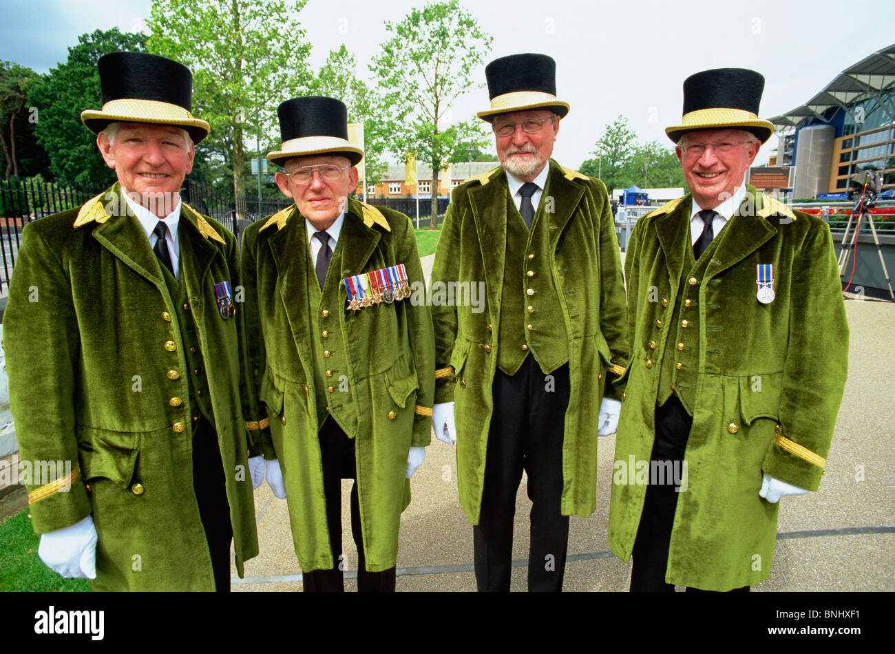 UK United Kingdom Great Britain Britain England Ascot Royal Ascot Royal Ascot Races Greencoats Royal Guards Top Hat Top Hats Stock Photo