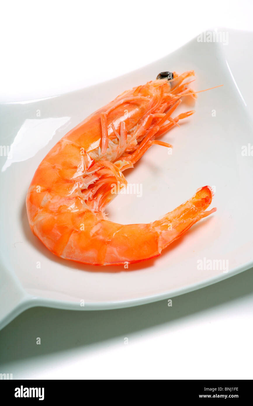 Cooked prawn on a plate Stock Photo