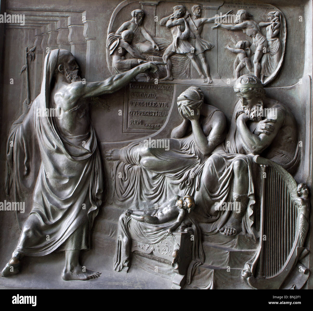Paris - relief from Madeleine church - prophesier Natan and David - old testament scene Stock Photo