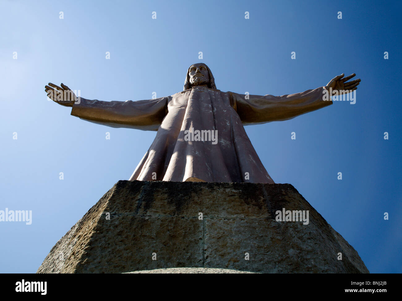 Barcelona - Jesus statue on the church Sagrad cor de Jesus Stock Photo