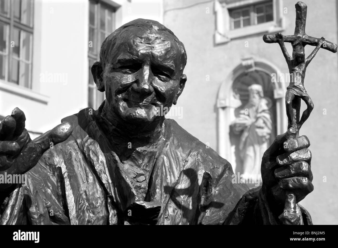 pope John Paul II - statue in Trnava - Slovakia Stock Photo